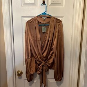 Elegant Brown Wrap Top‎
